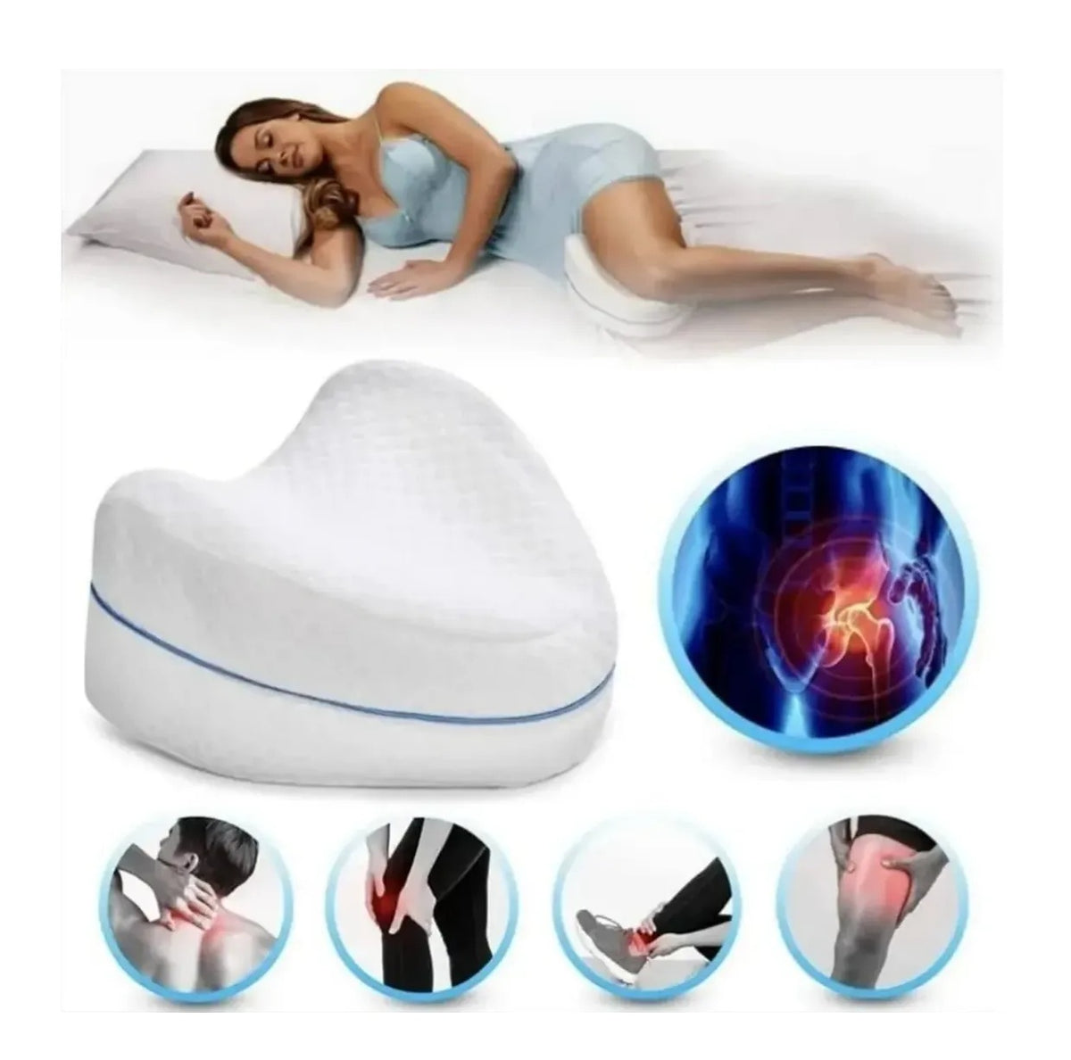 Almohada Ortopédica Ergonómica para Rodillas y Piernas en Espuma (Memory Foam)