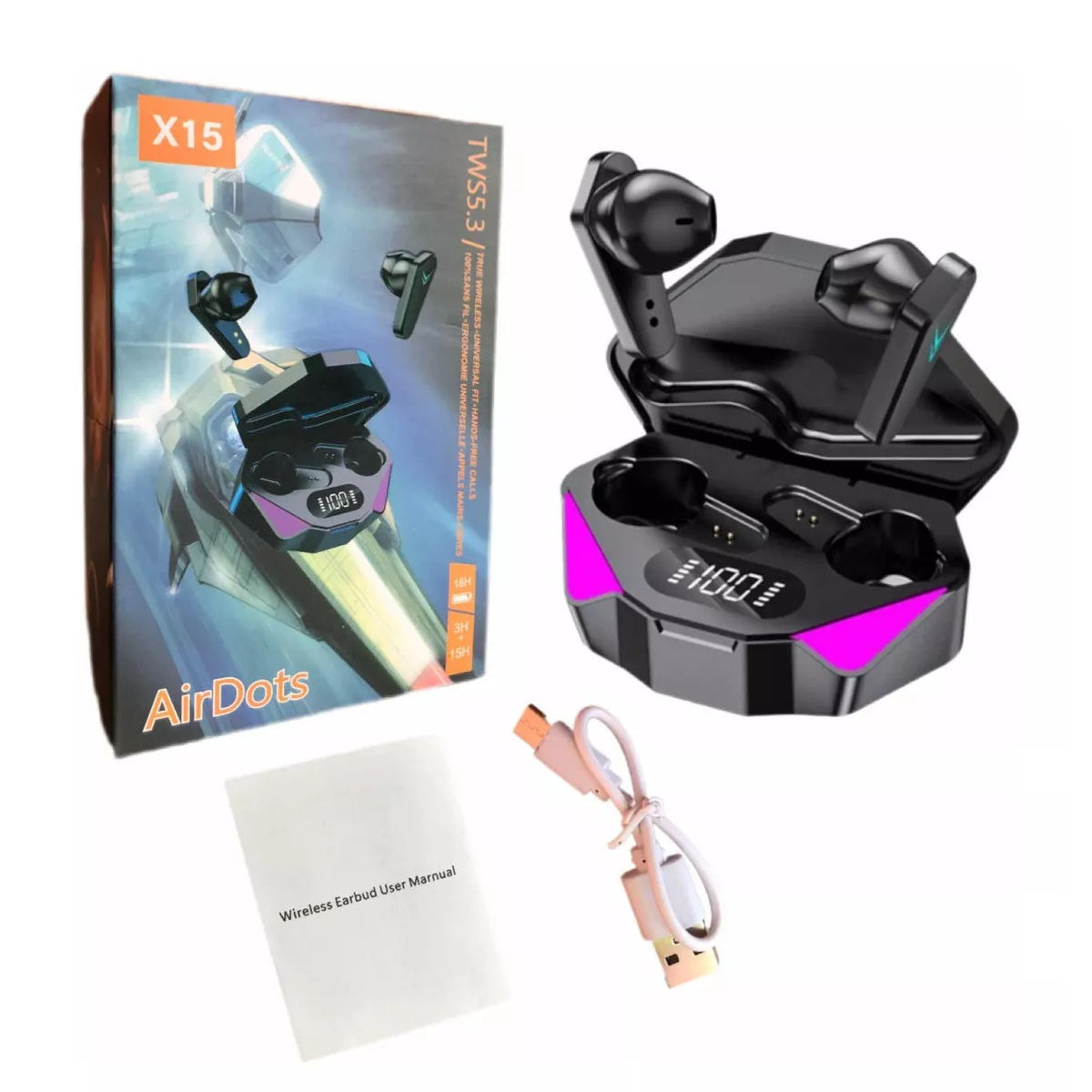 Audífonos Gamer X15 Bluetooth Inalámbricos Con Luces Led