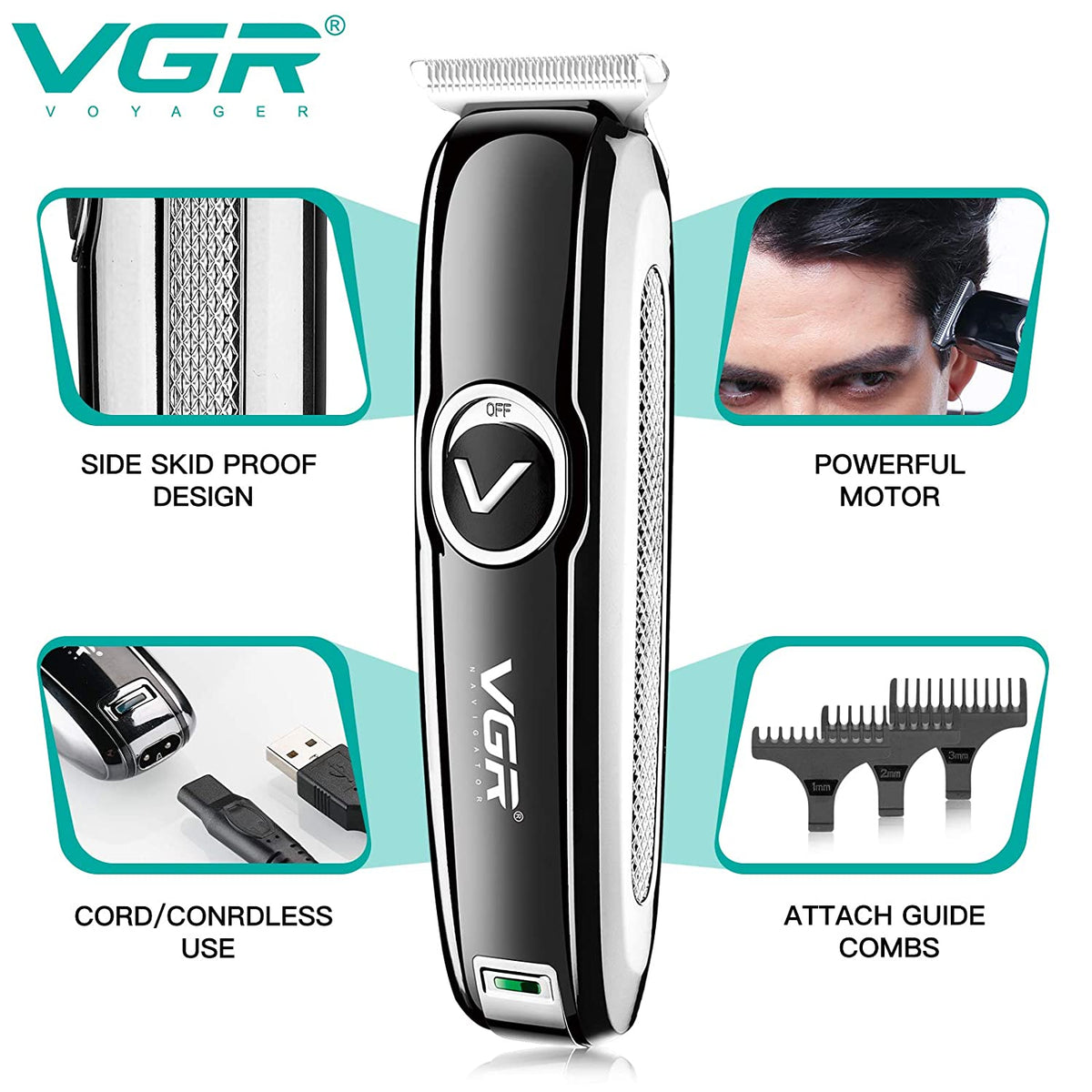 Maquina Recortadora De Barba Inalambrica VGR168