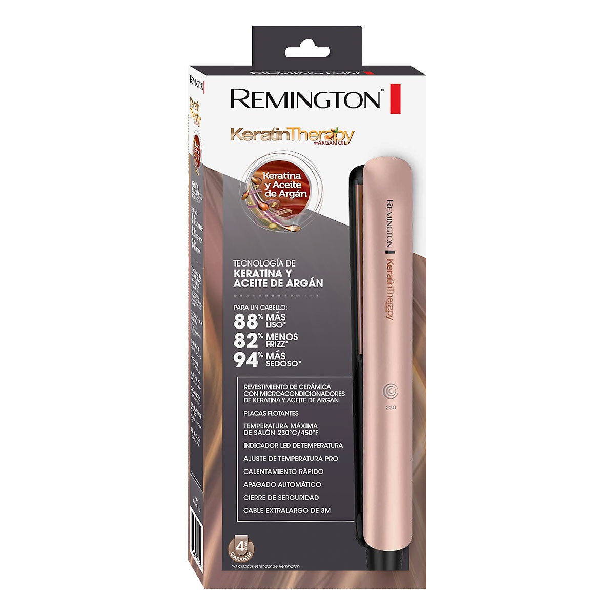 Plancha Remington Keratina & Aceite de Argán – Alisado Profesional Sin Frizz