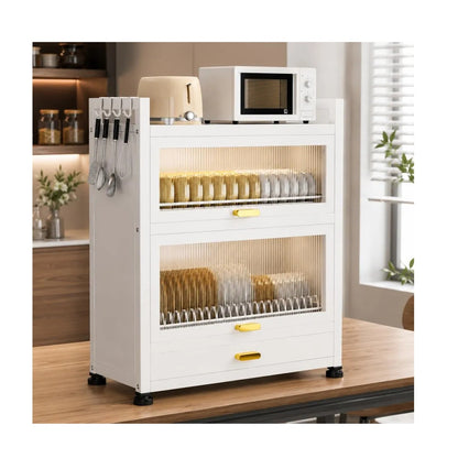 Alacena Organizadora y Escurridor De Cocina De 2 Niveles Con Puertas