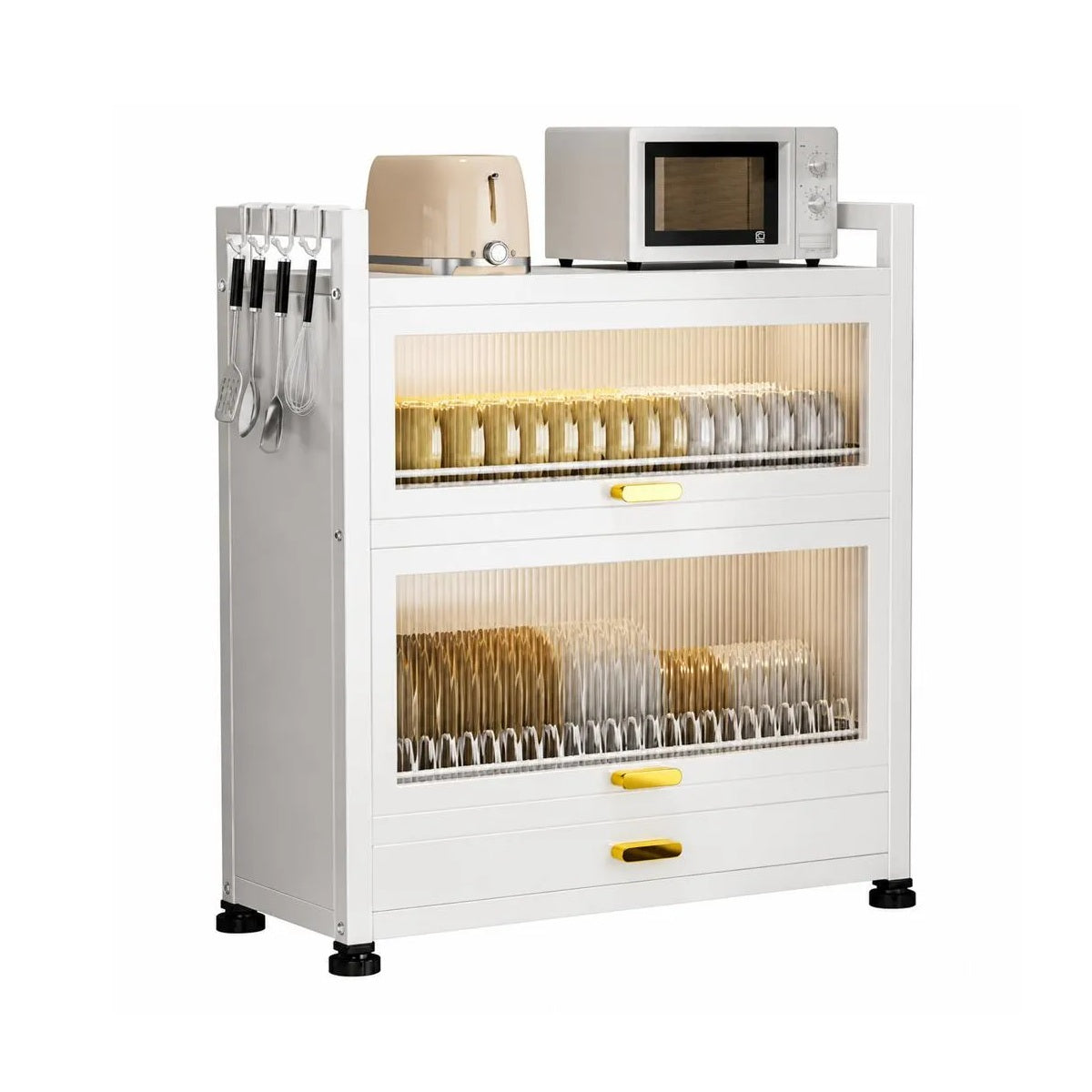 Alacena Organizadora y Escurridor De Cocina De 2 Niveles Con Puertas