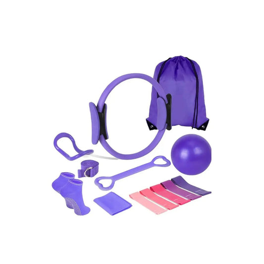 Kit Completo De Pilates Yoga En Casa (11 en 1) Aro, Pelota, Bandas y Accesorios