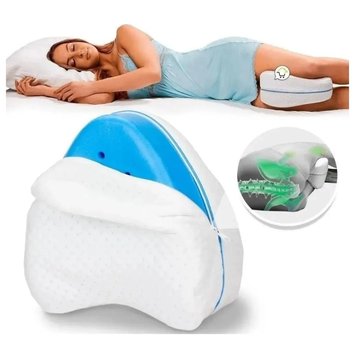 Almohada Ortopédica Ergonómica para Rodillas y Piernas en Espuma (Memory Foam)