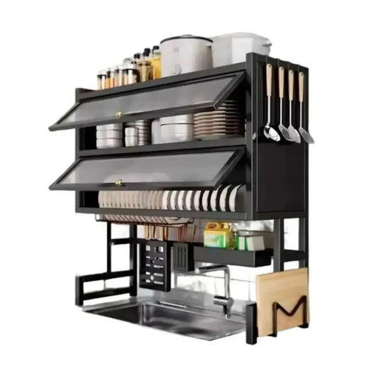 Escurridor De Platos Doble Con Gabinete Y Puertas Abatibles