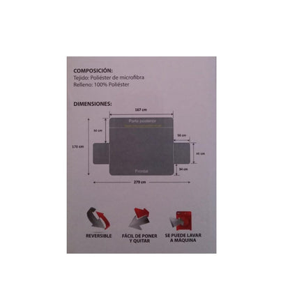 Protector De Sofa Doble Faz Cubre Sofá Para 3 Puesto x 1 Und
