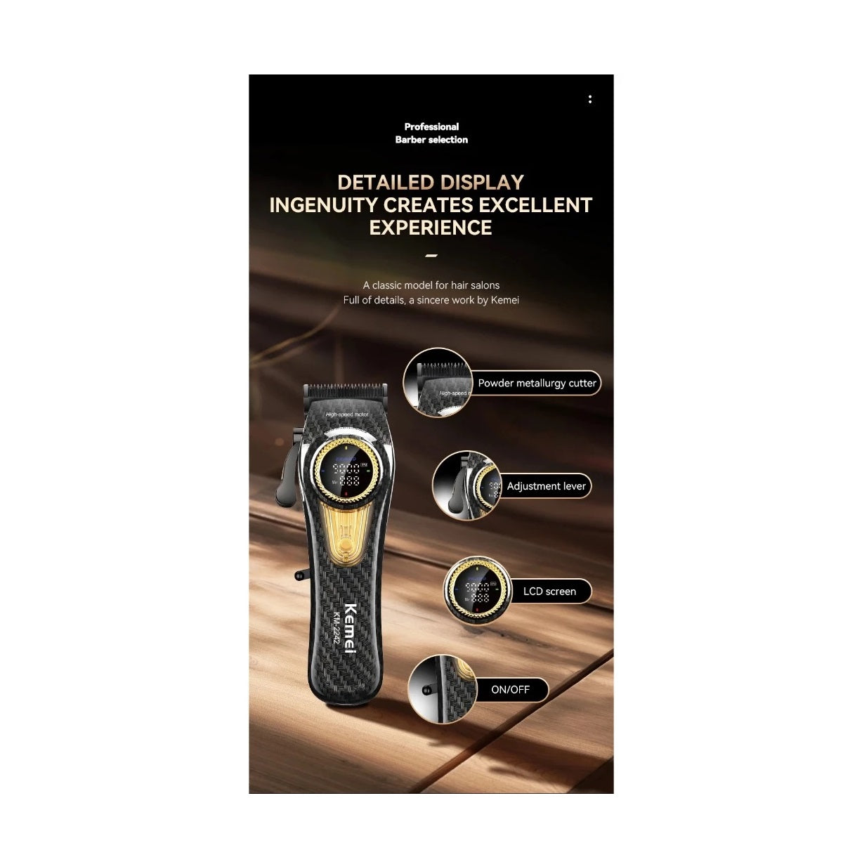 Maquina De Corte Para Cabello Profesional KM-2242 Recargable