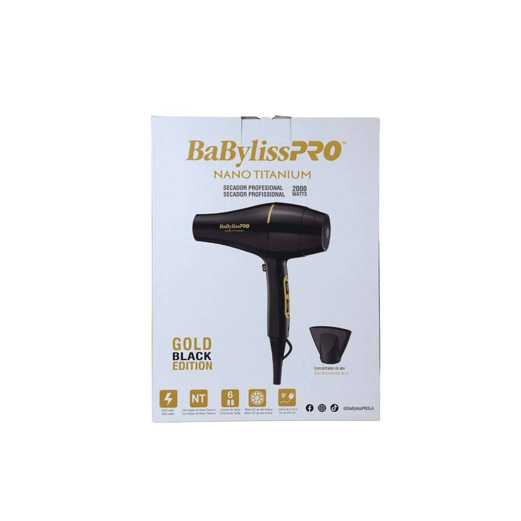 Secador Profesional Original BaBylissPro Nano Titanium Black